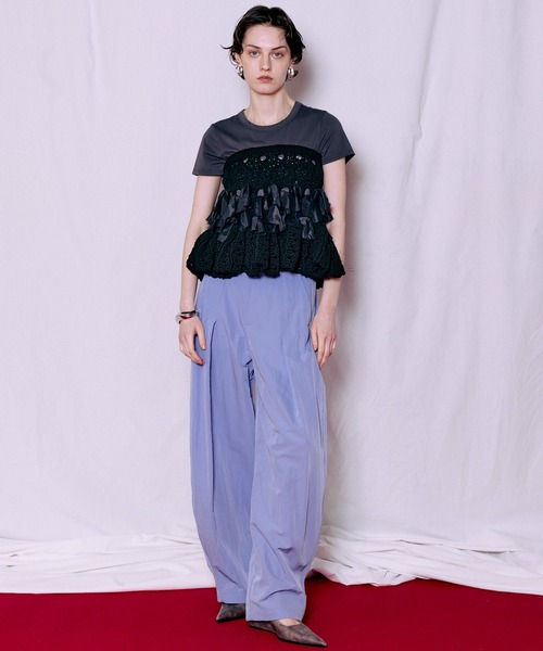 ワイドパンツ パンツ 「PRE-ORDER」Tuck Cocoon Color Pants/タックコクーンカラーパンツ レディース メンズの画像