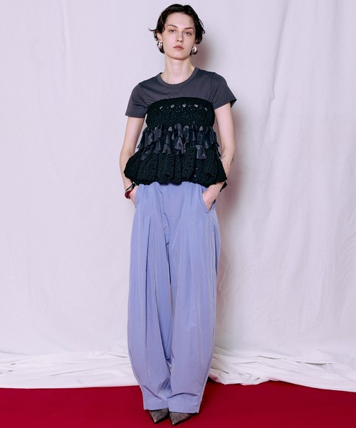 ワイドパンツ パンツ 「PRE-ORDER」Tuck Cocoon Color Pants/タックコクーンカラーパンツ レディース メンズの画像