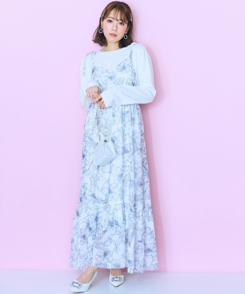 「marun」 キャミソールワンピース 4L ホワイト レディース_画像5
