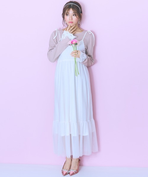 「marun」 キャミソールワンピース 4L ホワイト レディース_画像6