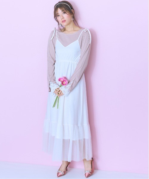 「marun」 キャミソールワンピース 4L ホワイト レディース_画像7