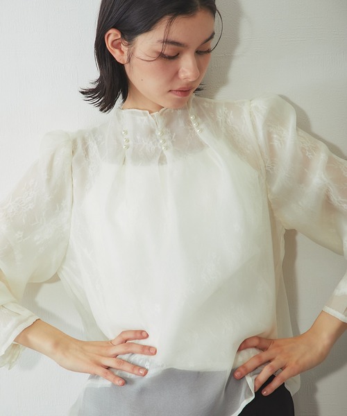 「SMILE ORCHID」 長袖ブラウス M アイボリー レディース_画像9