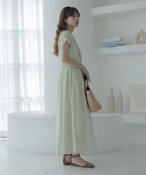 URBAN RESEARCH Sonny Label ワンピース ドビーストライプフリルシャツ
