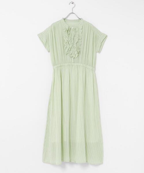 URBAN RESEARCH Sonny Label ワンピース ドビーストライプフリルシャツ