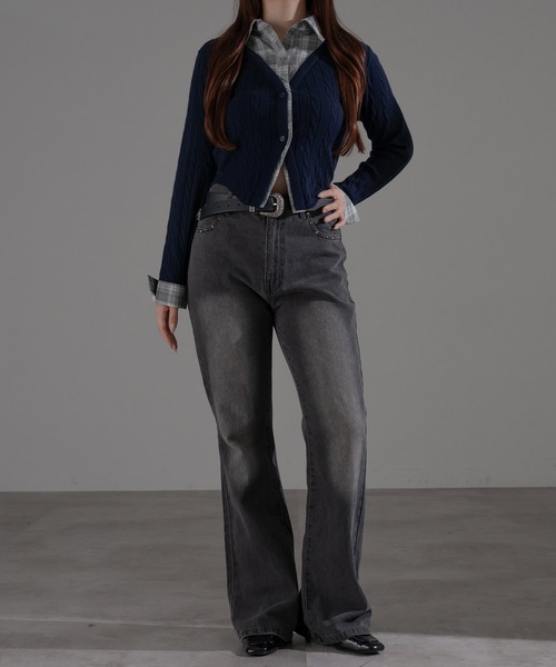 「apres jour mignon」 長袖シャツ X-LARGE ダークブルー レディース_画像4