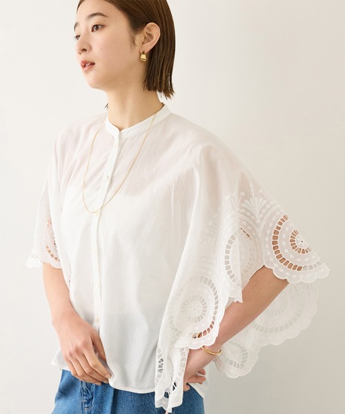 ROPE'（ロペ） リネンシャツ ブラウス シャツ 夏 半袖 INDIAコットン