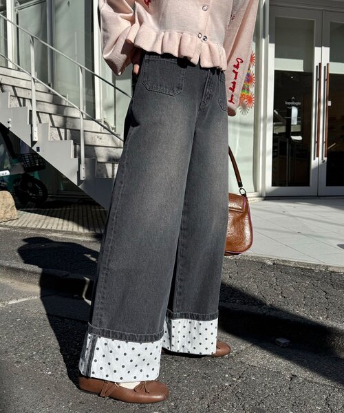 「CIAOPANIC」 デニムパンツ MEDIUM ブラック レディース_画像3