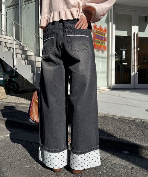 「CIAOPANIC」 デニムパンツ MEDIUM ブラック レディース_画像4