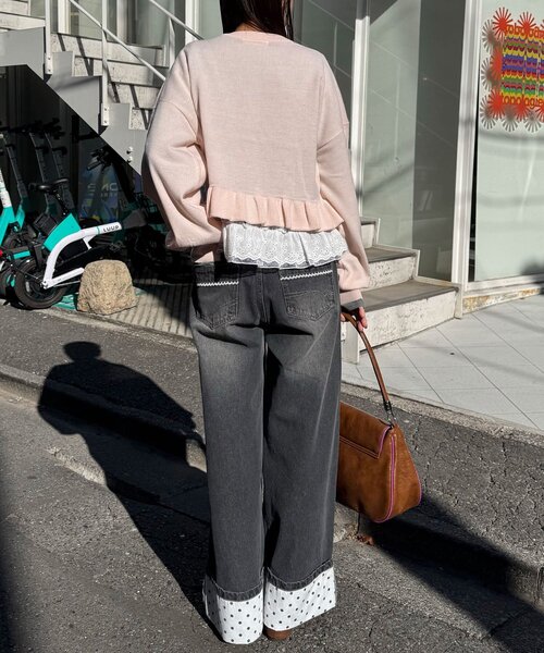 「CIAOPANIC」 デニムパンツ MEDIUM ブラック レディース_画像7