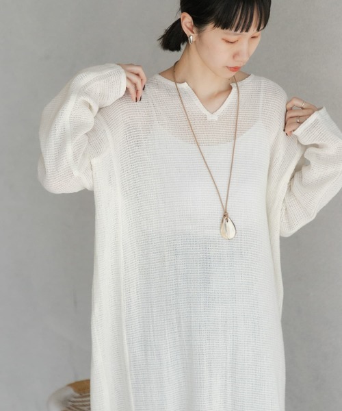 「URBAN RESEARCH DOORS」 長袖ワンピース MEDIUM ベージュ レディース_画像3