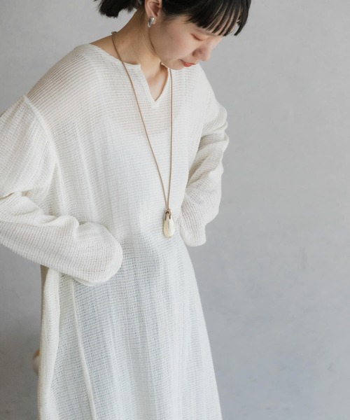 「URBAN RESEARCH DOORS」 長袖ワンピース MEDIUM ベージュ レディース_画像4