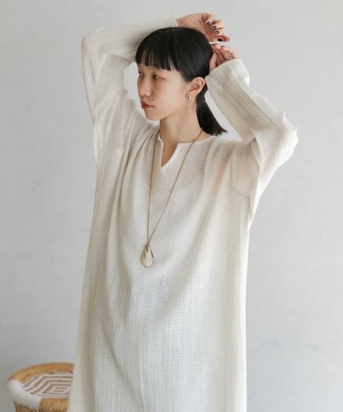 「URBAN RESEARCH DOORS」 長袖ワンピース MEDIUM ベージュ レディース_画像8