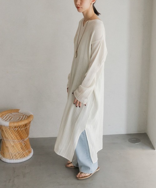 「URBAN RESEARCH DOORS」 長袖ワンピース MEDIUM ベージュ レディース_画像9