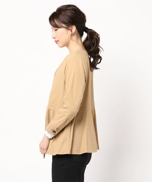 NEW安い ジャケット PayPayモール店 - 通販 - PayPayモール ノーカラージャケット へプラム切替ブルゾン ZOZOTOWN 爆買い100%新品