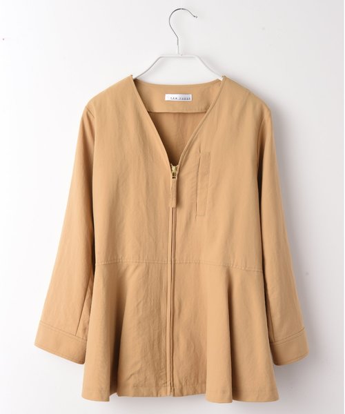 NEW安い ジャケット PayPayモール店 - 通販 - PayPayモール ノーカラージャケット へプラム切替ブルゾン ZOZOTOWN 爆買い100%新品