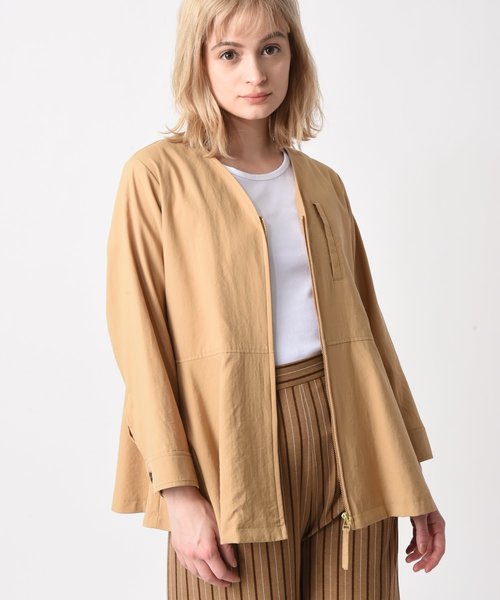 NEW安い ジャケット PayPayモール店 - 通販 - PayPayモール ノーカラージャケット へプラム切替ブルゾン ZOZOTOWN 爆買い100%新品