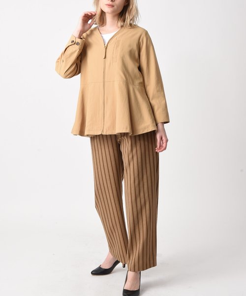 NEW安い ジャケット PayPayモール店 - 通販 - PayPayモール ノーカラージャケット へプラム切替ブルゾン ZOZOTOWN 爆買い100%新品