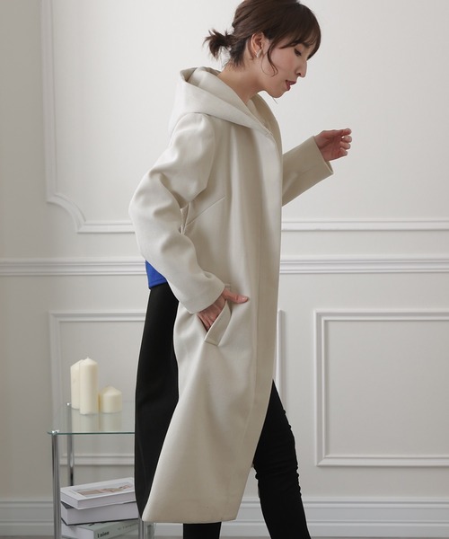 LOUNIE 【美品】 アルパカ モヘア スタンドカラー フーデット コート LOUNIE アルパカ モヘア スタンドカラー フーデット コート 商品一覧