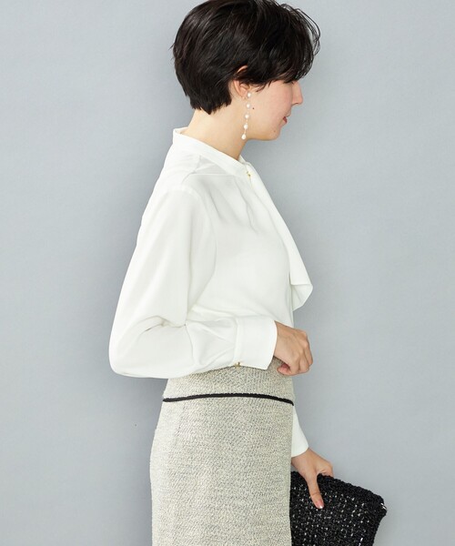 新品　NOLLEY'S ウォッシャブルボウタイ風取り外しブラウス オフィス セール】ウォッシャブルボウタイ風取り外しブラウス（シャツ