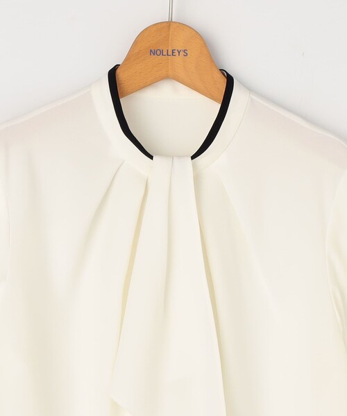 NOLLEY'S シャツ ブラウス ウォッシャブルボウタイ風取り外し
