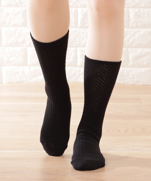 Lace Ladies 靴下 「4足セット」メッシュドッキングクルー丈
