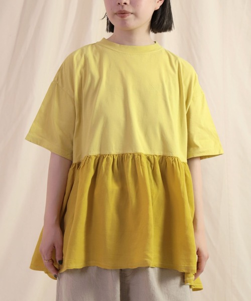 tシャツ 「Brocante / ブロカント」 30/1ベーシック天竺×リヨセルポプリンエスカリエールTシャツ レディース