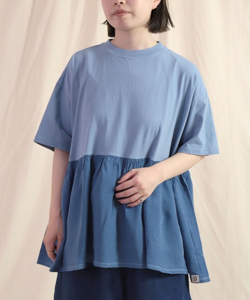 tシャツ 「Brocante / ブロカント」 30/1ベーシック天竺×リヨセルポプリンエスカリエールTシャツ レディース Brocante tシャツ 「Brocante / ブロカント」 30/1ベーシック