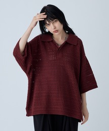 ポロシャツ 「VELNUS」Watermark knitting loose Half Sleeve knit polo shirt/透かし編みルーズ｜ZOZOTOWN Yahoo!店