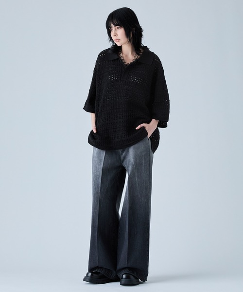 VELNUS ポロシャツ 「VELNUS」Watermark knitting loose Half