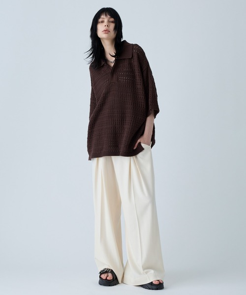 【完売人気商品】VELNUS＆CIASENCE 透かし編みニットポロセット VELNUS ポロシャツ 「VELNUS」Watermark knitting loose Half