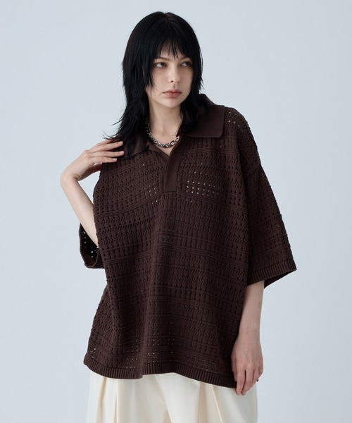 VELNUS ポロシャツ 「VELNUS」Watermark knitting loose Half