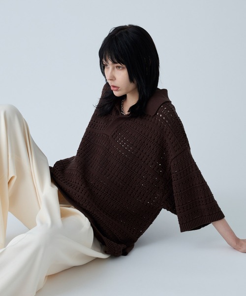 VELNUS ポロシャツ 「VELNUS」Watermark knitting loose Half