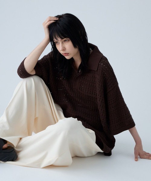 VELNUS ポロシャツ 「VELNUS」Watermark knitting loose Half