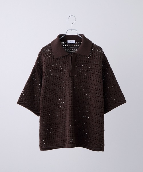 VELNUS ポロシャツ 「VELNUS」Watermark knitting loose Half