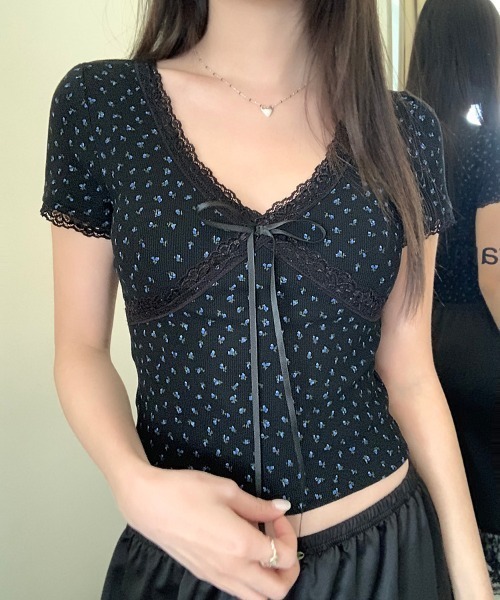 tシャツ Red Ribbon Lace tops レディース tシャツ lace ribbon tops レディース : ZOZOTOWN Yahoo!店
