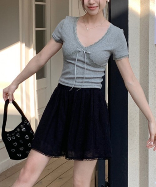 トップス ribbon tee tシャツ lace ribbon tops レディース : ZOZOTOWN Yahoo!店
