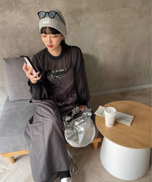 人気完売　ナイロンサロペット 楽天市場】【半額クーポン対象】サロペット フロントZIP