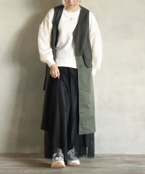 ベスト ジレ 3wayロングジレ レディース