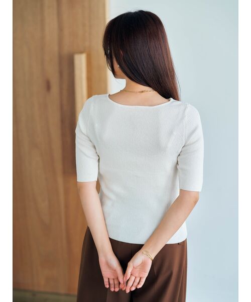 ニット セーター アシメネック2wayリブニット「低身長・小柄女性
