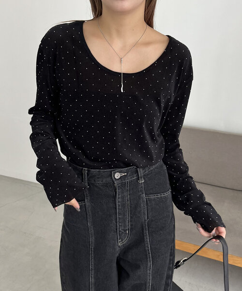 CAPRICIEUX LE'MAGE tシャツ Tシャツ ストーンベロアロンT