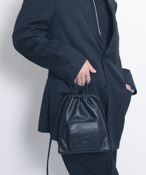 YArKA ハンドバッグ 「YArKA/ヤーカ」 real leather drawstring 