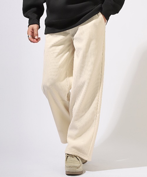 LUXSTYLE（ラグスタイル） パンツ 裏起毛コーデュロイワイドパンツ