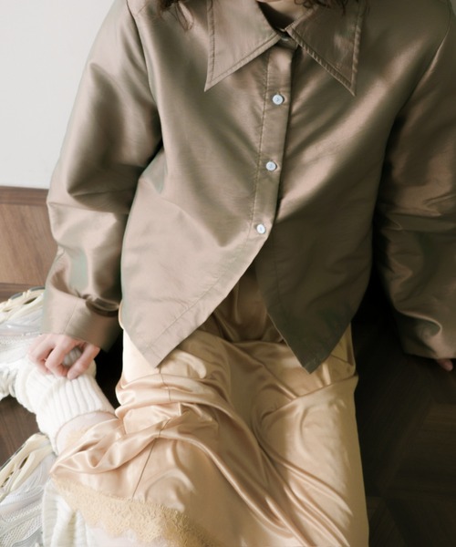 igi】LIGHT SHIRT JACKET ブラック ピンク