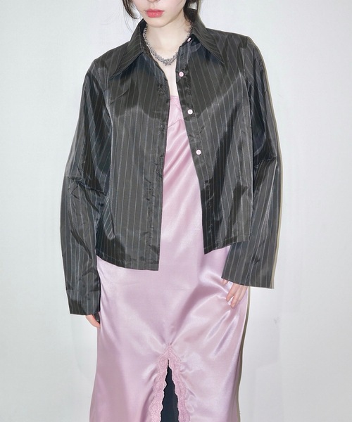 【igi】LIGHT SHIRT JACKET ブラック ピンク igi】LIGHT SHIRT JACKET ブラック ピンク