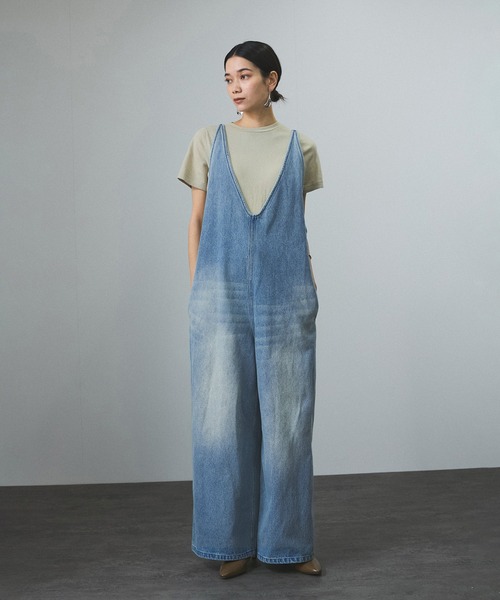ADAM ET ROPÉ アダムエロペ麻デニムサロペット A サロン アダム エ ロペ（SALON adam et rope' ）/【WEB限定