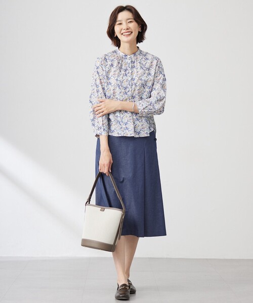 【洗える】LIBERTY バンドカラー ブラウス 洗える】LIBERTY バンドカラー ブラウス / J.PRESS LADIES