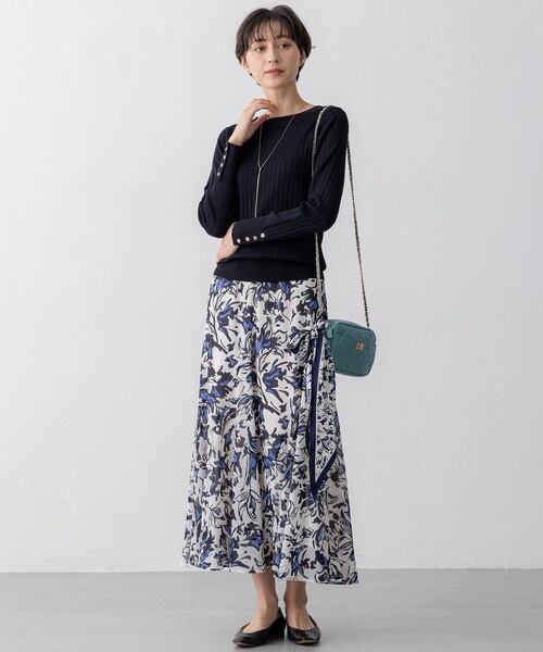 23区 ニット セーター 「洗える」シルキーレーヨンワイドリブ