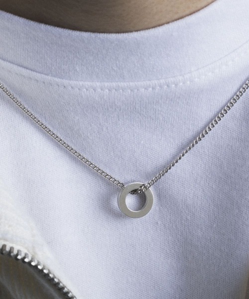 4℃ HOMME+ ネックレス 「1月誕生石」シルバー サークル メンズ