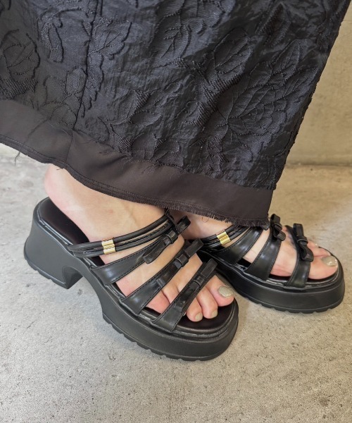 Shoes in Closet（シュークロ） サンダル ミュール 軽量厚底 2WAY 3連