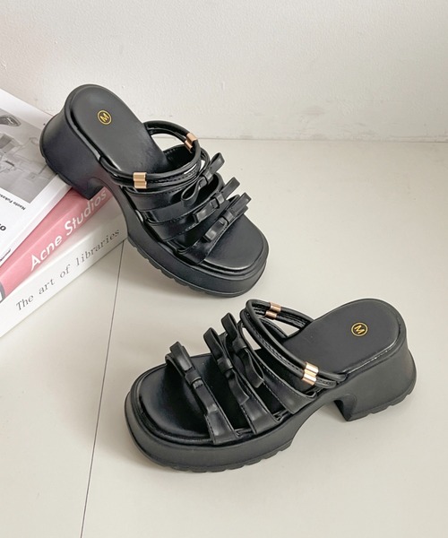 Shoes in Closet（シュークロ） サンダル 軽量厚底 2WAY 3連リボン